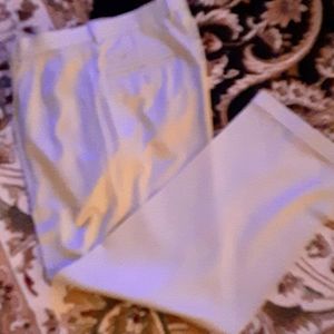 Greg Norman tan polyester cuffs pleated front dress pants shark logo  34x30 EUC…